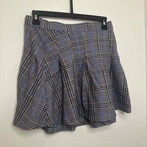Garage Gray and Blue Plaid Skater Skirt
